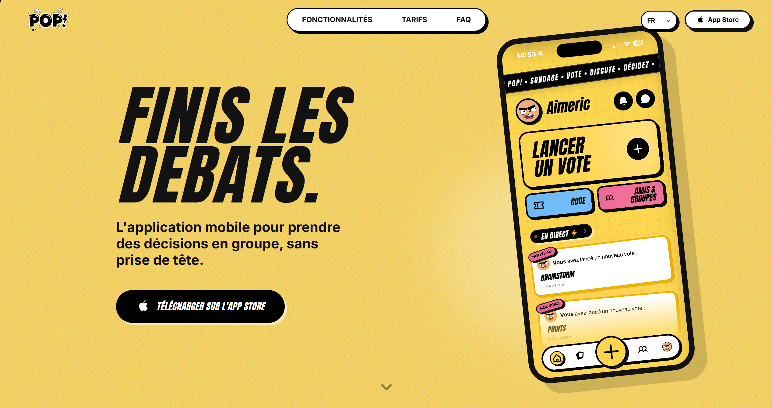 Aperçu de l'application POP!